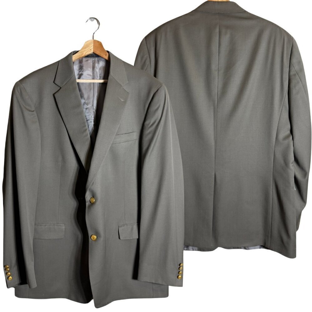 Hart Schaffner Marx Wool Sport Coat Jacket Blazer Men's 46L Tan Gold Trumpeter